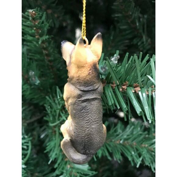 German Shepard Dog Ornament Christmas Tree Tan and Black Raised Paw - Picture 5 of 6